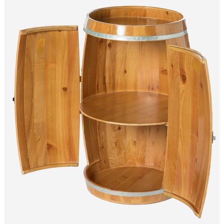 Vintiquewise Wooden Wine Barrel Shaped Wine Holder, Bar Storage Lockable Storage Cabinet QI003771